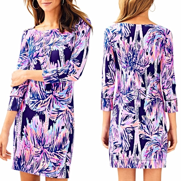 Lilly Pulitzer Dresses & Skirts - Lily Pulitzer Sophie Dress in Bright Navy Palms Up Print UPF50+